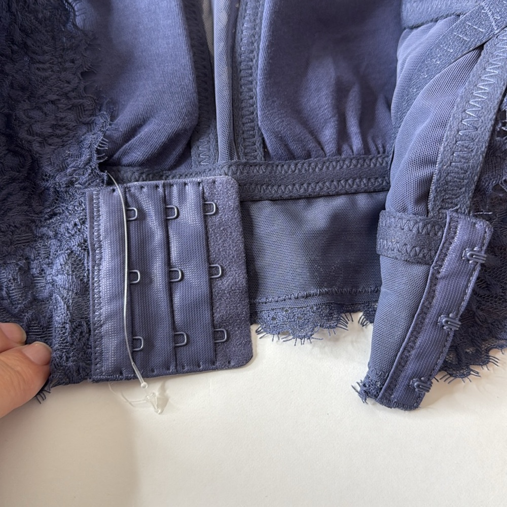 Aerie Eyelash Lash Lace Padded Bralette Navy Blue XL - Picture 10 of 12